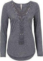 Футболка с длинным рукавом (черный) Bonprix