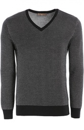 Шерстяной пуловер с контрастными манжетами Cruciani