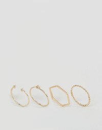 4 узких кольца ASOS - Золотой
