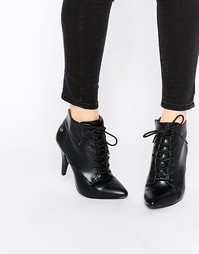 Ботильоны на каблуке со шнуровкой Blink - Black lambskin pu
