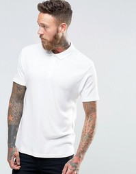 Легкая облегающая футболка-поло в рубчик ASOS - Бежевый
