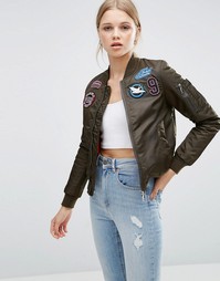 Куртка-пилот с аппликацией логотипа Brave Soul - Хаки