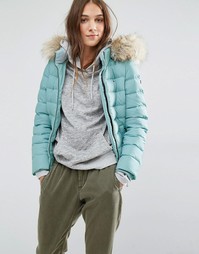 Короткая дутая куртка с капюшоном из искусственного меха Hilfiger Deni