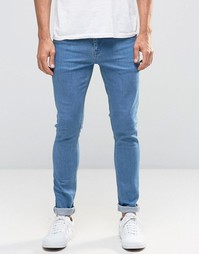 Синие выбеленные супероблегающие джинсы в стиле ретро ASOS