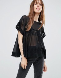 Топ с кружевной вставкой ASOS - Черный