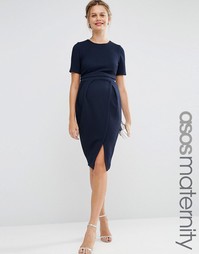 Двухслойное фактурное платье-футляр для беременных ASOS Maternity