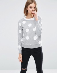 ASOS Sweatshirt In Spot Print With Contrast Tipping
