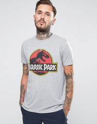 Серая меланжевая футболка с принтом Jurassic Park ASOS - Серый меланж