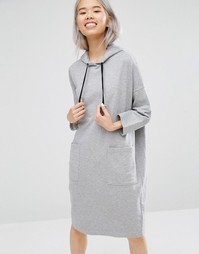 Трикотажное платье с капюшоном Monki - Серый