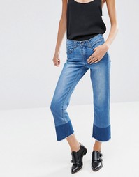 Укороченные джинсы с контрастным низом Vila - Умеренно-синий деним