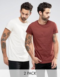 Набор из 2 футболок красного и белого цвета ASOS, СКИДКА 16%