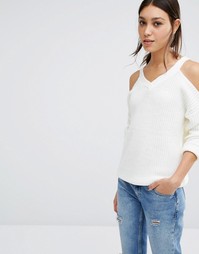 Вязаный джемпер с открытыми плечами Vero Moda - Белый