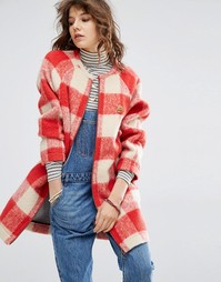 Нетканое шерстяное пальто в клетку Maison Scotch - Красный