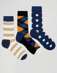 Набор из 3 пар носков с принтом HS By Happy Socks - Мульти