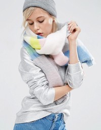 Длинный пушистый оversize-шарф в стиле колор блок ASOS - Мульти