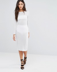 Платье-футляр миди с длинными рукавами Glamorous - Серебристый люрекс