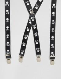 Подтяжки с принтом черепа ASOS Halloween - Черный