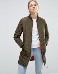 Удлиненная стеганая куртка‑пилот Brave Soul - Хаки