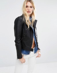 Байкерская куртка из полиуретана Noisy May - Черный