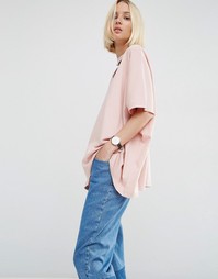 Oversize-футболка с V-образным вырезом ASOS WHITE - Розовый