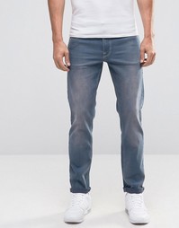 Синие выбеленные эластичные джинсы слим ASOS - Умеренный синий