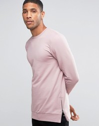 Удлиненный облегающий свитшот с молниями по бокам ASOS