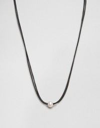 Двойное черное кожаное ожерелье‑чокер с жемчужной подвеской Dogeared
