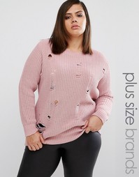 Oversize-джемпер с потертостями Boohoo Plus - Роза