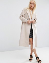 Трапециевидное пальто миди ASOS - Oatmeal