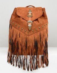 Missguided Western Fringed Backpack - Рыжий