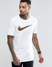 Футболка с золотистым принтом Nike 835759-100 - Белый