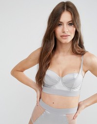 Бюстгальтер-балконет на резинке под грудью ASOS Amber - Серый голубь