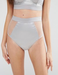 Трусики с завышенной эластичной талией ASOS - Серый голубь