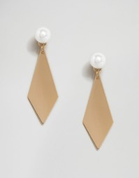 Серьги-подвески с искусственным жемчугом ASOS - Кремовый