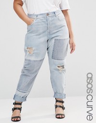 Джинсы бойфренда с нашивками ASOS CURVE Brady - Синий