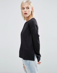 Трикотажный топ изнаночной вязки с длинными рукавами ASOS - Черный