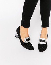 Туфли на прозрачном каблуке Jeffrey Campbell - Black embroidery fab
