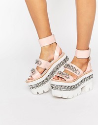 Кожаные сандалии на массивной платформе с цепочками Jeffrey Campbell