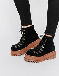 Замшевые ботильоны на шнуровке и платформе Jeffrey Campbell Rocky