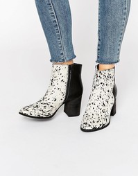 Кожаные ботильоны на каблуке с эффектом шерсти пони Glamorous