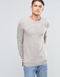 Esprit Slubby Crew Neck Jumper - Light beige