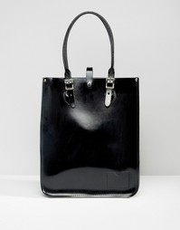 Сумка-тоут The Leather Satchel Company - Patent pitch black