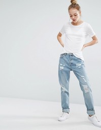 Monki Imoo Distressed Boyfriend Jeans - Синий