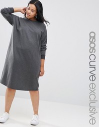 Платье-свитшот в стиле oversize ASOS CURVE - Угольный