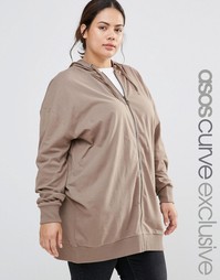 Oversize-худи на молнии спереди ASOS CURVE - Stone