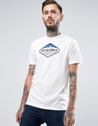 Patagonia T-Shirt With Fitz Roy Crest Print In Slim Fit White - Белый