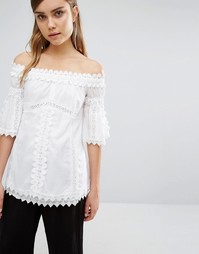 Style Mafia Embroidered Off Shoulder Top - Белый