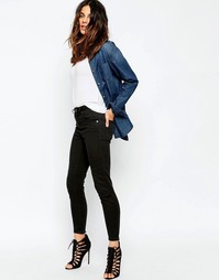 Байкерские зауженные брюки со стегаными вставками на коленях ASOS