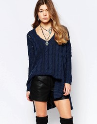 Джемпер с V‑образным вырезом и узором косичка Free People
