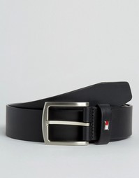 Черный кожаный ремень с логотипом Tommy Hilfiger Denton - Черный